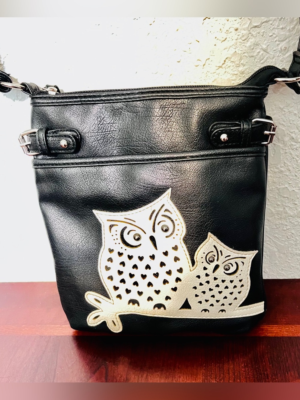 Black & White Crossbody Owl Bag